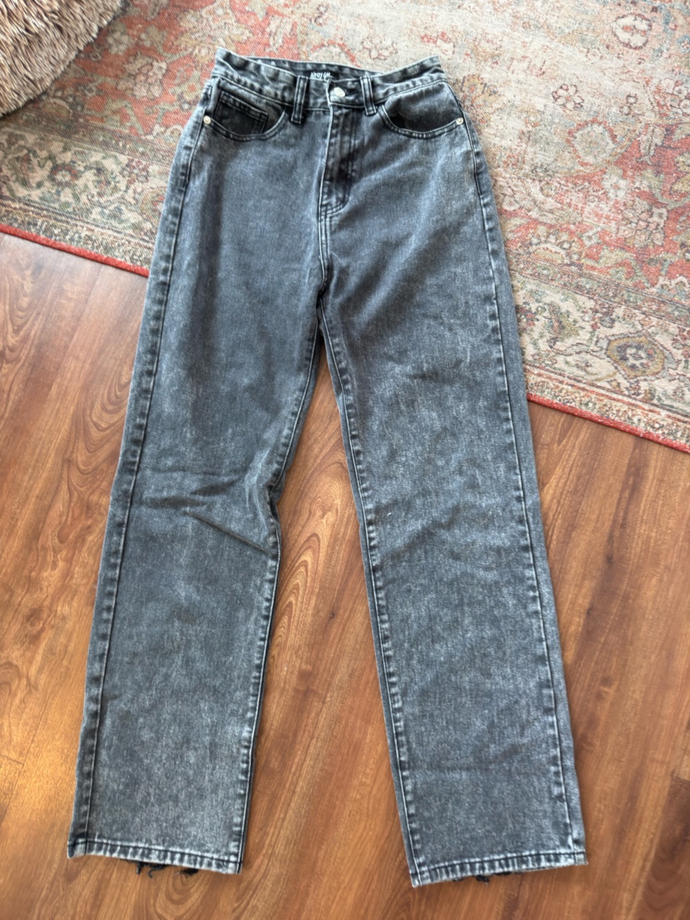 Nasty Gal High Rise Washed Black Straight Jeans